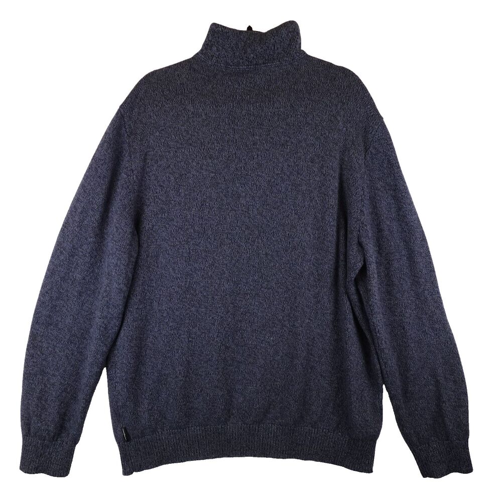 Calvin Klein Pullover Knit Sweater Men's XXL Navy Blue 1/4 Zip Up Mock Neck Fall - Picture 2 of 10